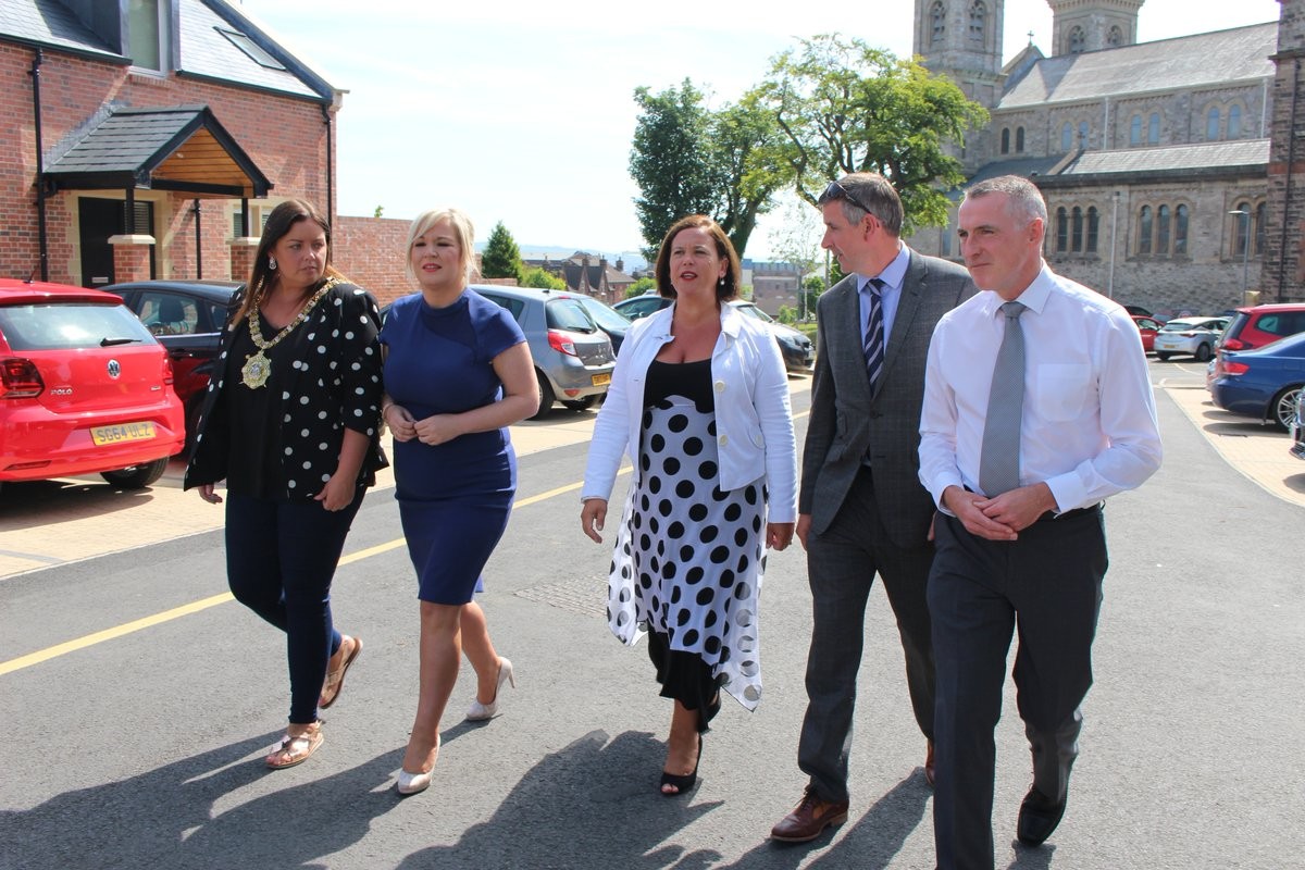 Sinn Féin leaders arrive for the launch of the One Community document.