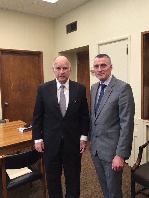 Declan Kearney with CA Governor Jerry Brown