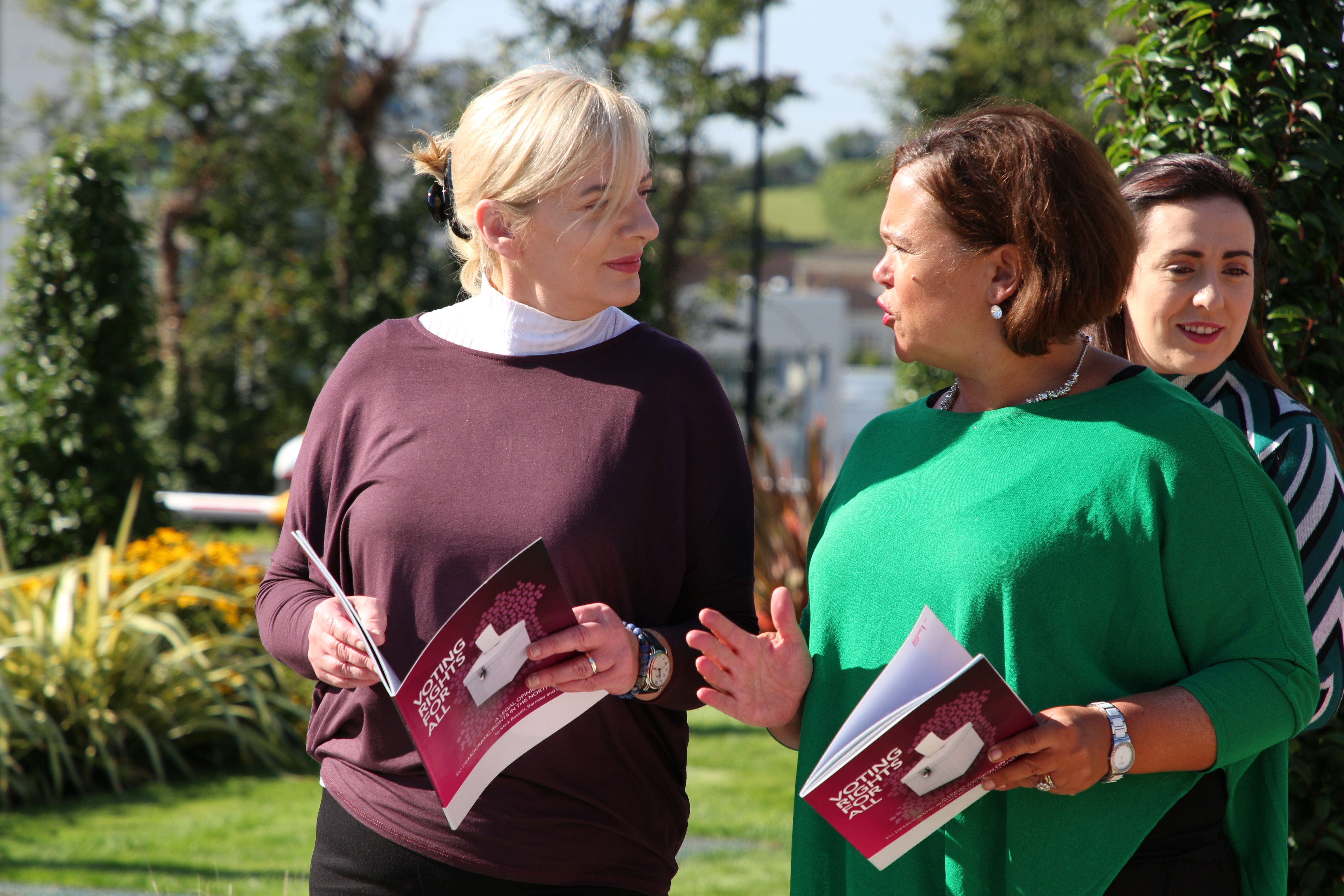 Liadh Ní Riada and Mary Lou McDonald at the launch.