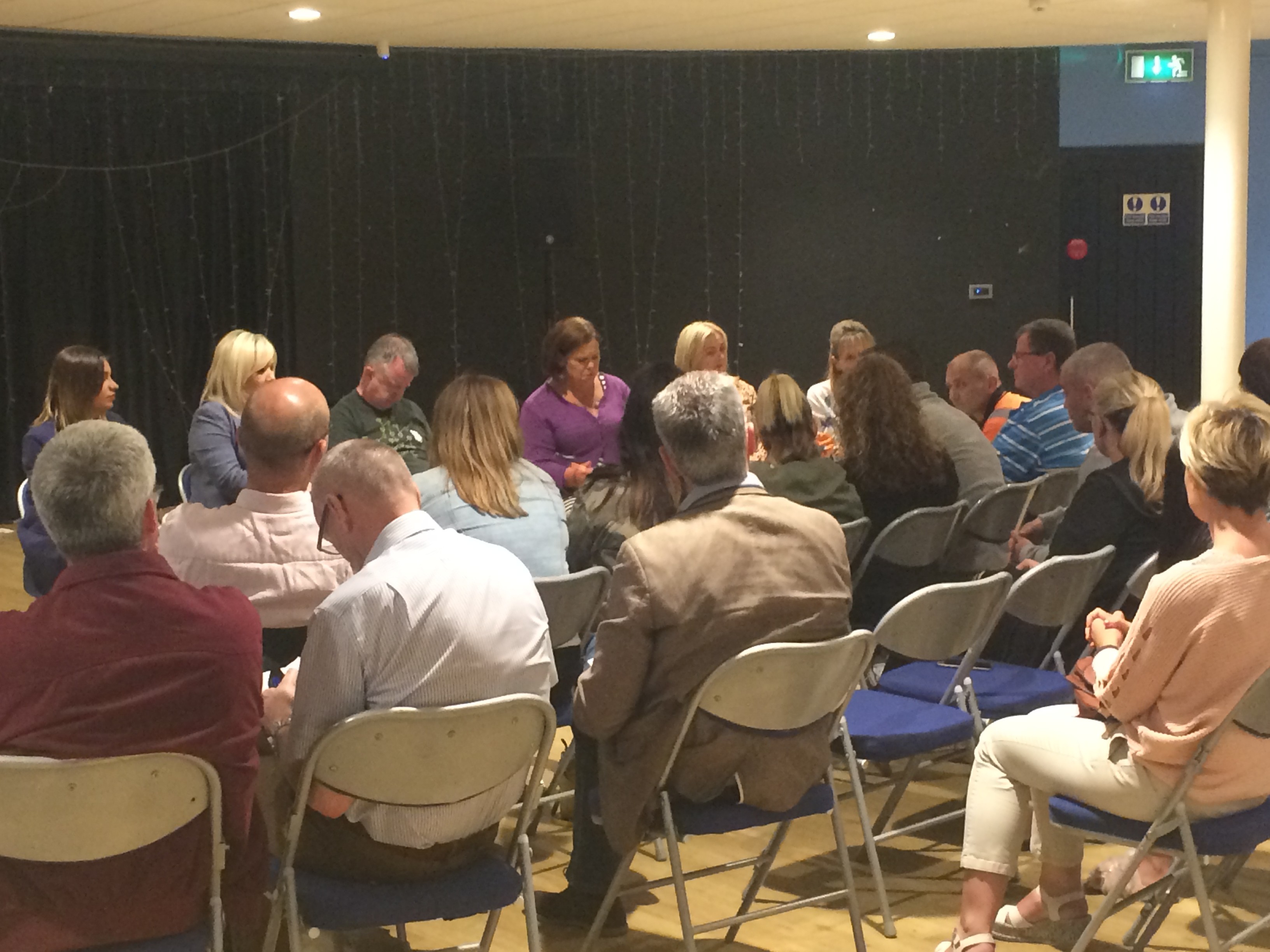 Mary Lou McDonald meeting community leaders in Derry.