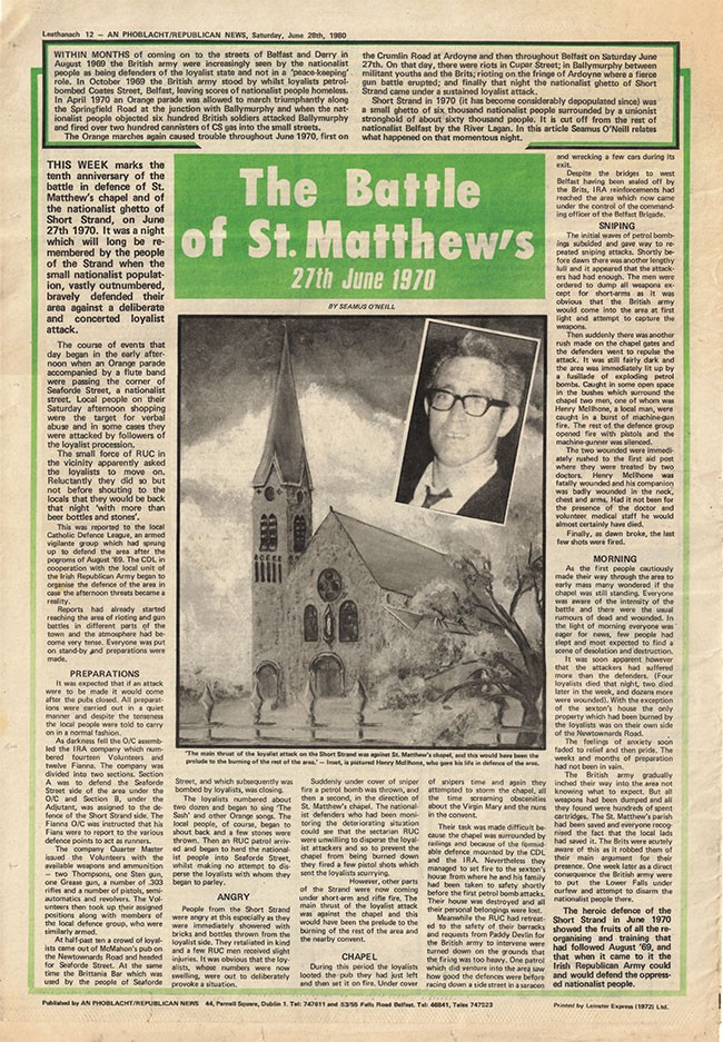 Battle of St Matthews An Phoblacht