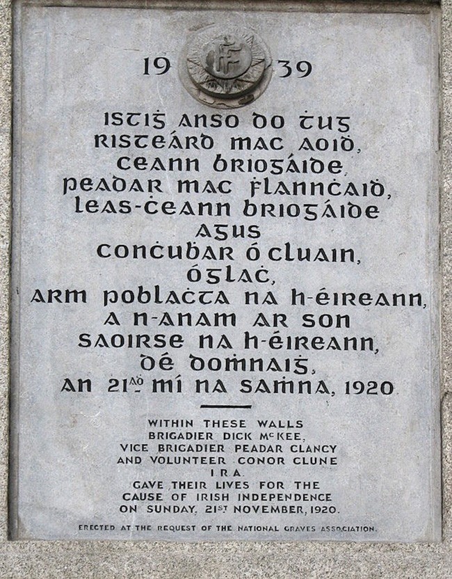 The plaque at Dublin Castle
