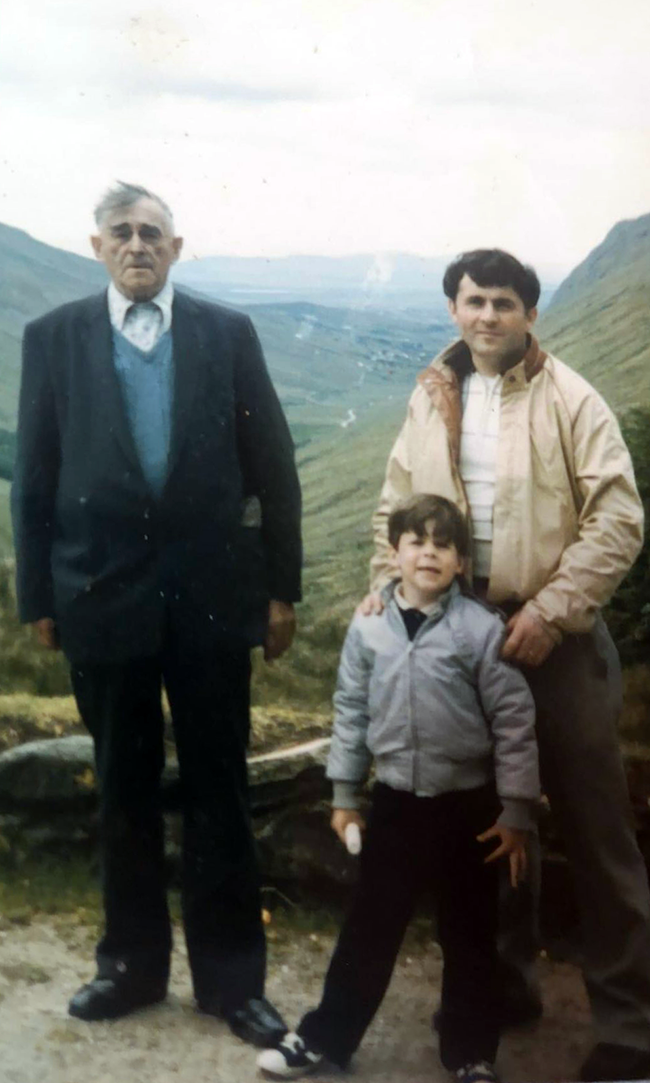 Kevin-as-a-child-at-the-Glengesh-Pass-(Malaidh-Ghleann-Gheis)-in-south-Donegal-with-his-father-and-grandfather-Jimmy-Boyle,-an-IRA-Volunteer-during-the-Tan-War-and-Civil-War-periods