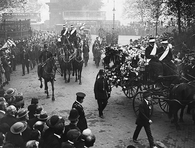 Huge crowds attended the funeral procession through London