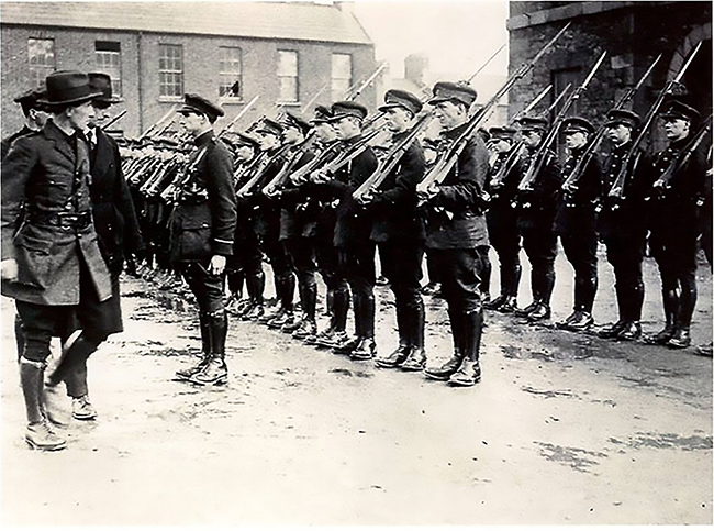 • Richard Mulcahy inspecting Free State Army at Beggar’s Bush Barracks