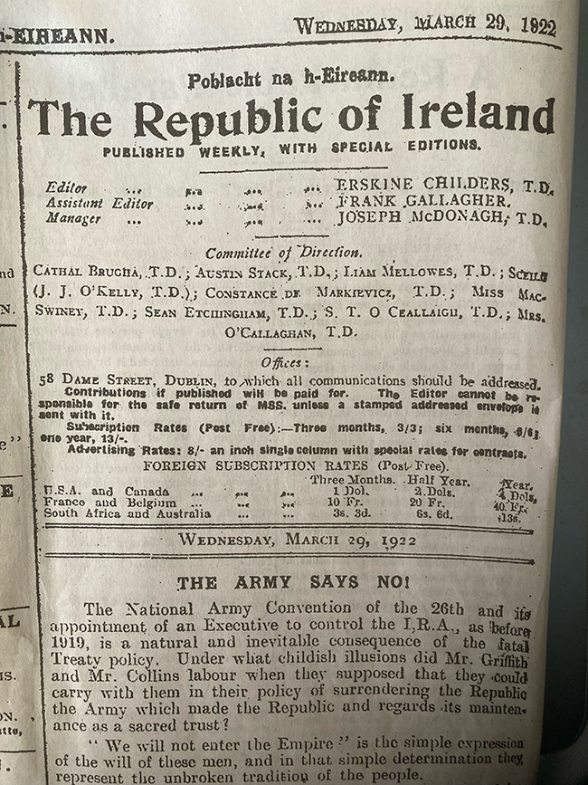 The Republican weekly ‘Poblacht na hÉireann’ 2