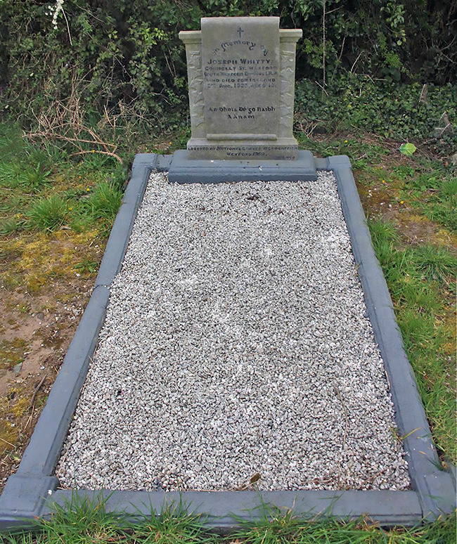 Joseph Whitty's grave in Ballymore Cemetery, Killinick. Co. Wexford
