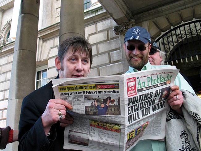 • Shane MacGowan with the late Séamus Flynn at Belfast City Hall, March 2004