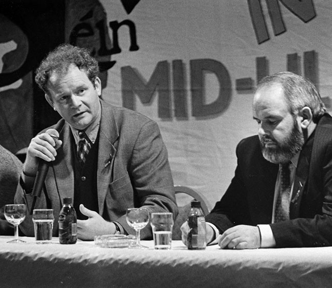 Martin McGuinness and Francie Molloyat meeting in Toome