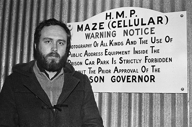 • Danny Morrison outside the gates of Long Kesh