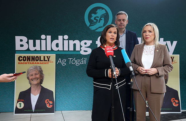 • Michelle O’Neill Pearse Doherty and Mary Lou McDonald at the Helix