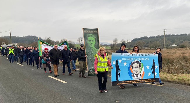 Coen-Crossan Republicans march to Kevin Cohen's grave in Riverstown Sligo