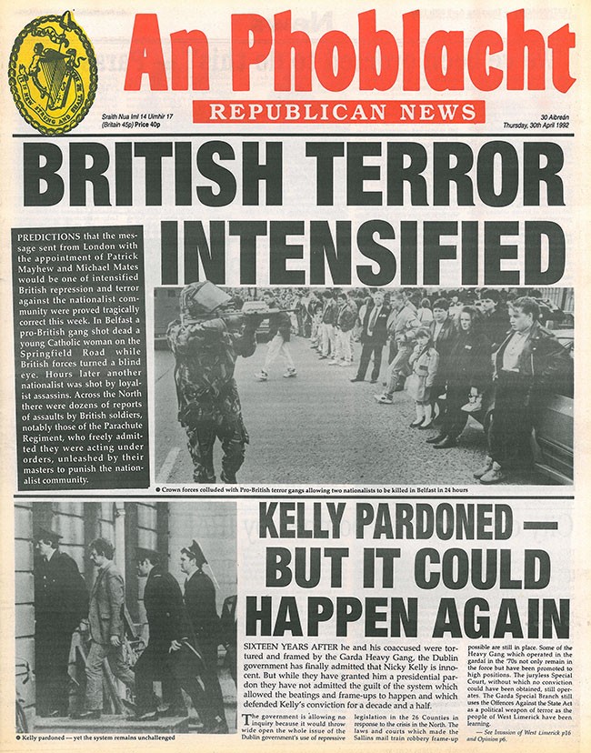 • An Phoblacht/Republican News after the release of Nicky Kelly