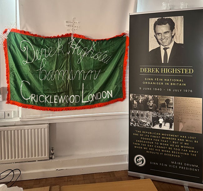Derek Highsted commemoration poster and flag