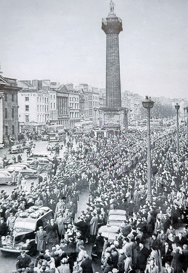 • The funeral cortege of Seán Sabhat, O’Connell Street, Dublin