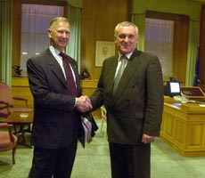 Bertie Ahern receives two reports from former Canadian Supreme Court Judge Peter Cory