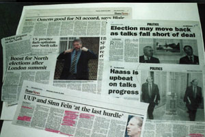 Newspaper headlines on the talks