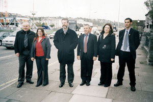 Pictured with Gerry Adams are Dermot O'Mahony, Jackie Connolly, Henry Cremin, Fiona Kerins and Jonathan O'Brien