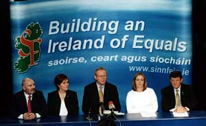 PIctured at the launch are Alex Maskey, Caitríona Ruane, Martin McGuinness, Kathy Stanton and Pat Doherty