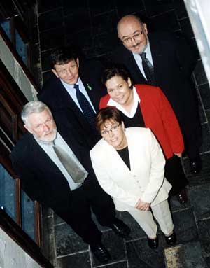 Pictured at the news conference to promote Sinn Féin's all-Ireland agenda were Pat Doherty MP (West Tyrone) and Pat O'Rawe (Newry Armagh), accompanied by Martin Ferris TD, Marylou McDonald and Caoimhghín Ó Caoláin TD