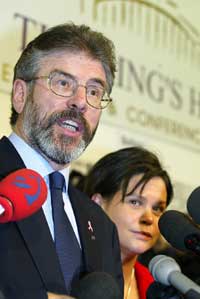 Gerry Adams addresses a press conference