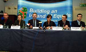 Sinn Féin's five candidates pictured with Gerry Adams