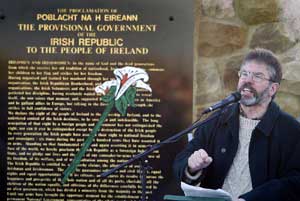 Gerry Adams speaking at the Republican Plot