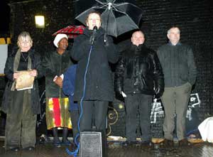 Bairbre de Brún addresses the Safer Streets rally