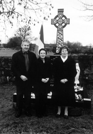 Magherafelt District Councillor Seán McPeake, Bairbre de Brun and Mary Davey are pictured at the Cllr. John Davey 15th Anniversary Commemoration in Lavey