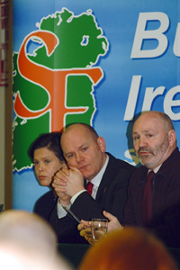 Marylou McDonald, Alex Maskey and Daithi Doolan at the Dublin AGM