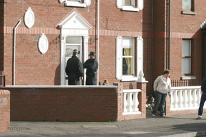 The PSNI raid in the Markets area of Belfast