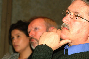 Sinn Féin's Mary Lou McDonald, Mick O'Reilly of the ATGWU and Roger Cole of the Peace and Neutrality Alliance