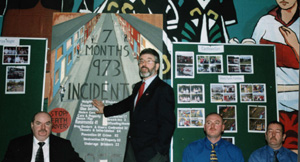Gerry Adams at the launch of the Colin Safer Neighbourhoods Project