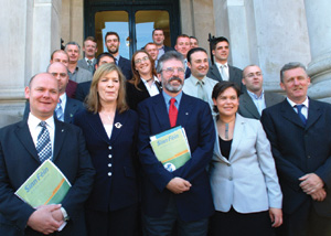 Gerry Adams and Mary Lou McDonald pictured with some of Dubin's local election candidates