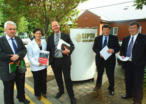 Sinn Féin reps after a meeting with the branch secretary of SIPTU's Aviation Workers' section