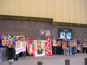The picket on Omagh PSNI barracks