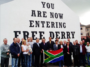 Robert McBride (centre) pictured with republicans at Free Derry Corner