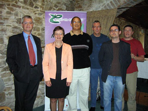 Bairbre de Brún MEP and Robert McBride with Coiste's Mike Ritchie, Laurence McKeown, Stephen McGlade and Caoimhín Mac Giolla Mhín