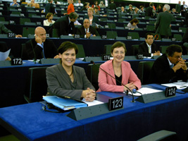 Mary Lou McDonald and Bairbre de Brún in Strasbourg