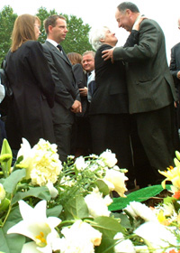 Paul Doris of Irish Northern Aid offers sympathy to Annie Cahill