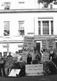 Students protested registration fee increases and inequality in education on Tuesday when they occupied the Department of Education headquarters in Dublin