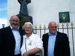 Caoimhghín Ó Caoláin TD, Theresa McCloskey of the Ligoniel Commemoration Committee and Councillor Martin Meehan