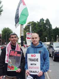 Palestinian activist Mohammed Samaana and Sinn Féin's Daithi Ó Cinnéide