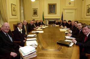 Bertie Ahern's cabinet before Wednesday's reshuffle