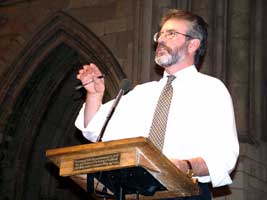 Gerry Adams addresses the European Social Forum
