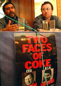 Edgar Paez addresses a public meeting in Dublin on Coca-Cola's atrocious human rights record in Colombia