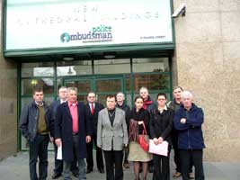 Relatives of Gerard and Rory Cairns, victims of collusion, outside the Police Ombudsman's office