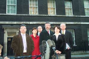 The Sinn Féin delegation outside Downing Street after meeting Tony Blair