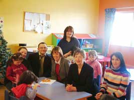 SF rep Donal Cullen, Údarás candidate Gráinne Mhic Géidigh and Bairbre de Brún at the Naíonra in Downings, Donegal