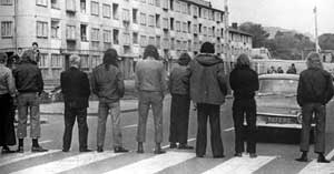 Loyalist paramilitaries block a road during the UWC strike of 1974